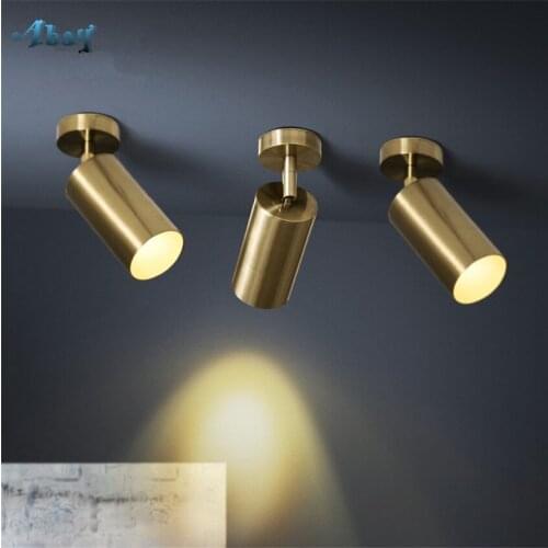 Modern Industrial Track Lamps Clothing Shop Background Wall Guide Light Led Ceiling Gold Copper Spotlights Lusters Fixtures