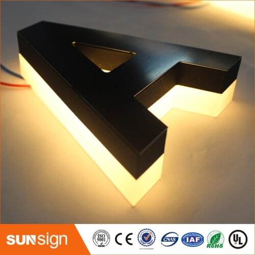 Stainless steel led logo backlit led channel sign lighted metal letters