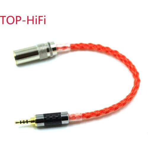 TOP-HiFi 2.5mm TRRS Balanced to 4.4mm Balanced Female UPOCC Silver Plated Audio Adapter Connector Cable