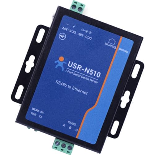 USR-N510 Industrial Ethernet to RS232/RS485/RS422 Single Serial Device Server support ModBus TCP DHCP