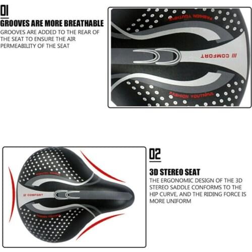 Bicycle Saddle Seat Mountain Bike Cushion Cycling Saddle Trail Comfort Races Seat Extra Wide Big Bum Bicycle Soft Pad Saddle