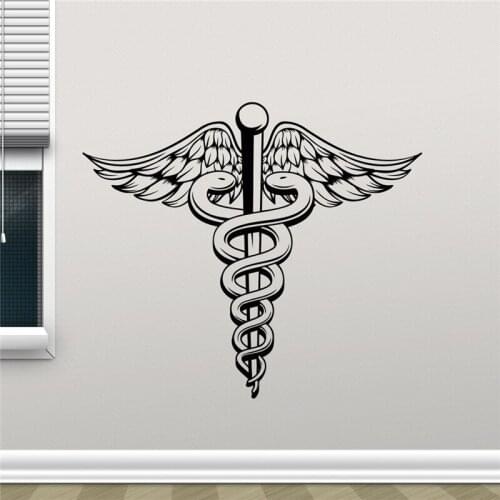 Caduceus Wall Vinyl Decal Winged Symbol Medical Sign Vinyl Sticker Ambulance Car Emergency Sticker Wall Decor Wall Sticker X377