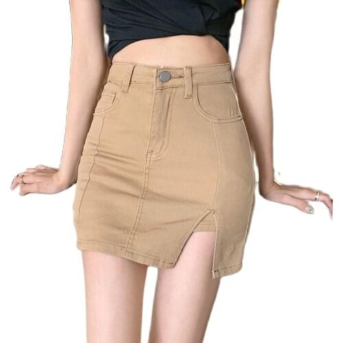 Xs jeans Womens shorts 2021 summer new high-elastic fashion casual wild split denim short skirt pants Korean high waist