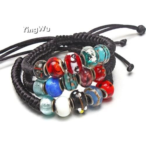 Yingwu New Round Colorful Beaded Glass Bracelet for Women Bohemian Preppy Style Jewelry Wholesale 10pcs