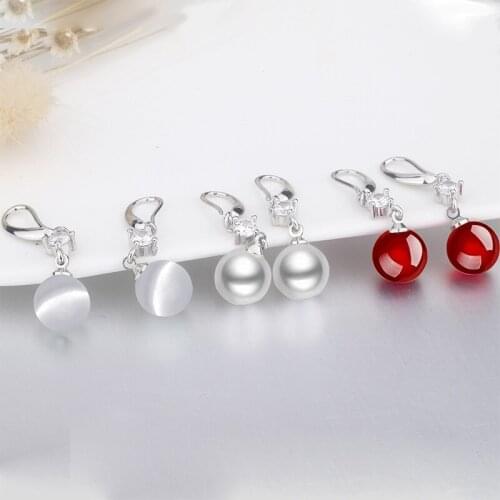 Elegant Ladys Imitation Pearl Dangle Earrings Red White Crystal Opal Earring Women Romantic Valentines Day Gift Daily Accessor