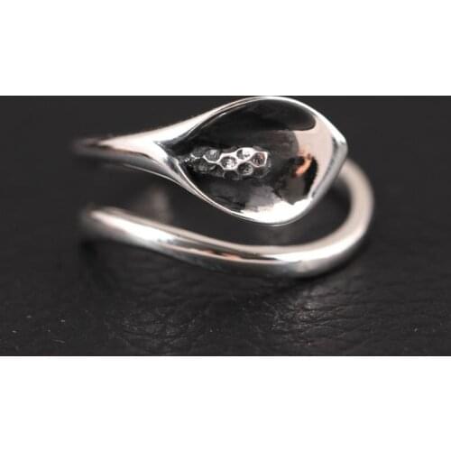 Ring 925 Sterling silver jewelry Calla Lily Flowers Open Rings For Women High Quality Vintage Style Lady Accessories Bague Femme