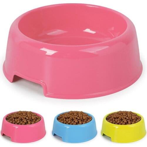 1Pc High Quality Solid Color Pet Bowls Candy-Colored Lightweight Plastic Single Bowl Small Dog Cat Pet Bowl Pet Feeding Supplies