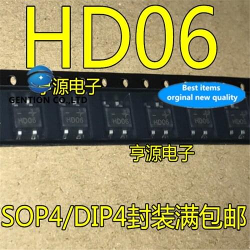 100Pcs SOP4 HD06 0.8A 800V Square bridge rectifier bridge SMD-4 in stock 100% new and original