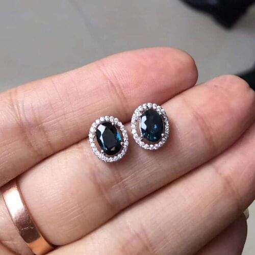 18K Gold Natural Real Sapphire Earrings Fine Elegant Jewelry for Women Earring