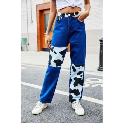 2021 New Light Blue Denim Trousers Vintage Wide Leg Pants Straight Denim Patchwork Street Casual Hip Hop High Waist Loose