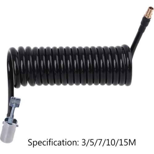 3/5/7/10/15m Recoil Flexible Air Hose Compressor Tire Inflatable Tube with Lock-on Air Chuck & 0.305"x32TPI Fine Thread