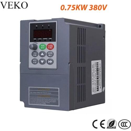 0.75KW 380V Triphase Input VFD Frequency Inverter 3 Phase Triphase Output Motor Speed Control Frequency Drive Converter 50/60Hz