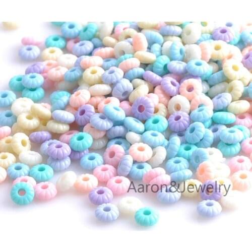 400Pcs Mixed Candy Color Acrylic round charm Spacer Beads For Diy jewelry making 8x4mm YKL0342