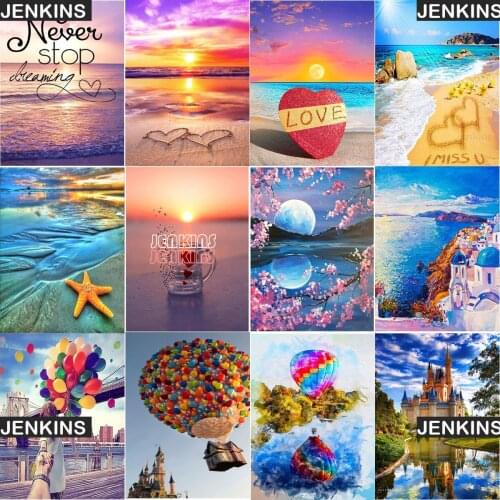 5d Diamond Painting Landscape Love Beach Cross Stitch Embroidery Set Sunset Full Diamond Mosaic Christmas Gift Home Decoration J