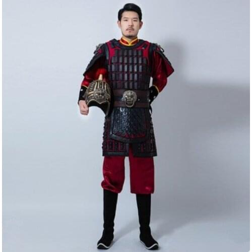 Movie TV historical general armor outfit chinese ancient soldier costumes mens warrior uniform for photo studio halloween party