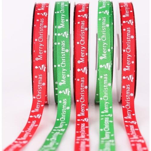 ZOTOONE 10MM Width 25Yard Printing Xmas Grosgrain Satin Ribbons for Crafts Christmas Decoration DIY Red Gift Ribbon Accessorie