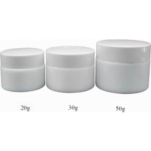 White 20g 30g 50g Glass Jar White Porcelain Cosmetic Jars with Inner PP liner Cover for Lip Balm Face Cream