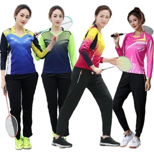 Girl Tennis TShirts Pants, Girls Long Sleeve Tennis Clothes Tracksuits, Womens Badminton T-Shirt, Female Table Tennis Tee Shirt