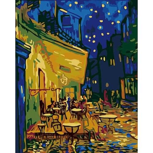 GATYZTORY Oil Painting By Numbers Kits Van Gogh Coffee House For Adults Diy Framed On Canvas Modern Home Wall Decor