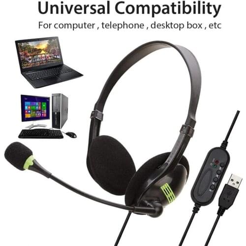 USB interface headset gaming headset laptop PC earplugs, noise reduction stereo wired headset with microphone