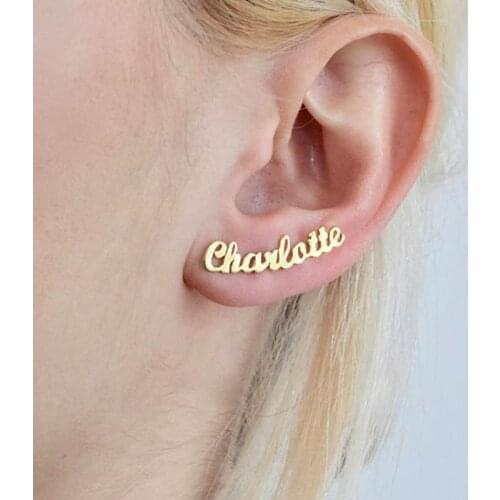 Custom Earrings Personalized Name Stainless Steel Earrings For Women Customize Initial Nameplate Jewelry Name Piercing Earrings