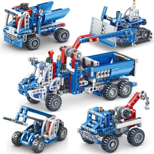 Engineering Bulldozer Crane Dump Truck Technic DIY Building Block City Construction Vehicle Car Brick Toy For Children Kids Gift