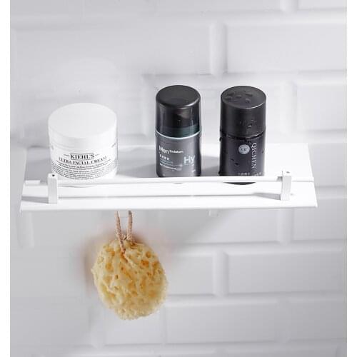Space Aluminum Bathroom Storage Rack Nordic Free Punch White Bathroom Shelf Bathroom Pendant Corner Shelf Toilet Wall Shelfs