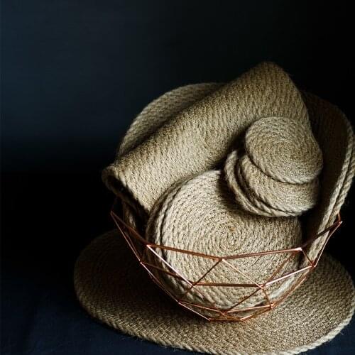 Round Nature Linen Weaver Placemat Pad Coasters Kitchen Table Mat Hot Insulation Pad Modern Simple Rustic Mesa Decoration