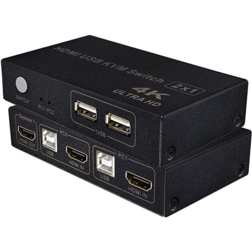 KVM HDMI Switch 2X1 Ultra HD HDMI Video Switcher KVM-H2 2 in 1 out HDMI Converter 4K*2K 30Hz 1080P Support HDCP For PS4 Monitor