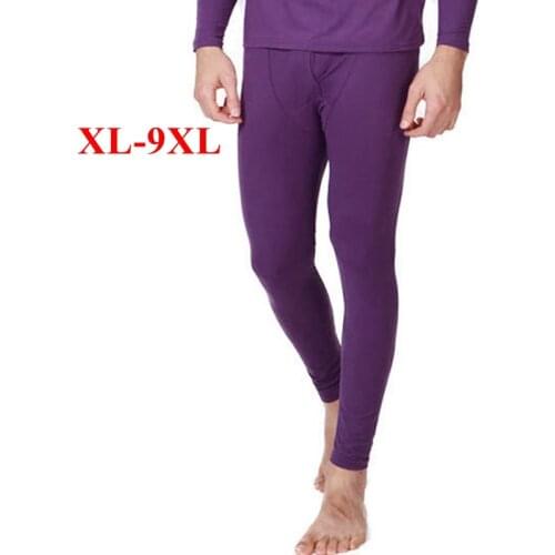 FAISIENS Plus Size Leggings Bottom Men Thin Elastic 6XL 7XL 8XL 9XL Male Soft Black Gray Purple Red Underwear Thermal Pants