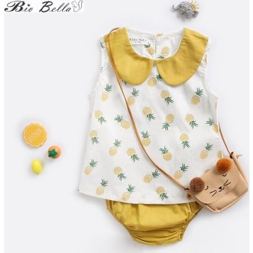 Baby Girls Summer Clothes Fashion Cotton Set Fruit Printed 2pcs Suit For A Girls T-Shirt +Yellow Shorts ChildrenS Clothing