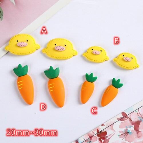 Little Duck Cabochons cute Carrot for Girls Accessories making 20pcs Cartoon Yellow Duckling Flatback Cabochon for Scrapbook