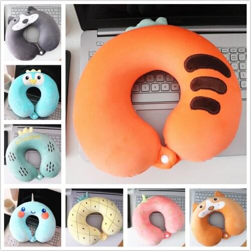 Cartoon U-Shape Pillow Shiba Inu Unicorn Penguin Carrot Pineapple Cactus Strawberry Neck Memory pillow Travel Office Plush Toys