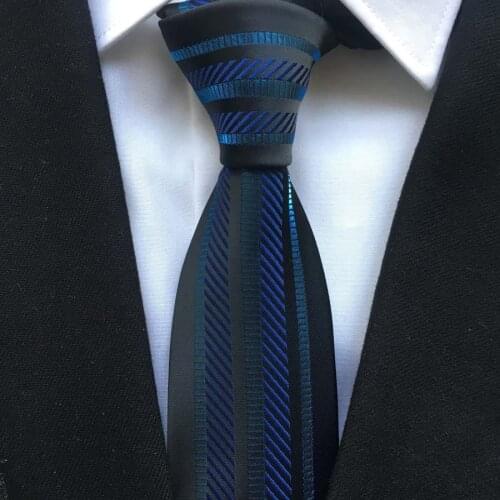 2021 Mens Ties Novelty Panel Neck Tie with Blue Vertical Stripes Cravates