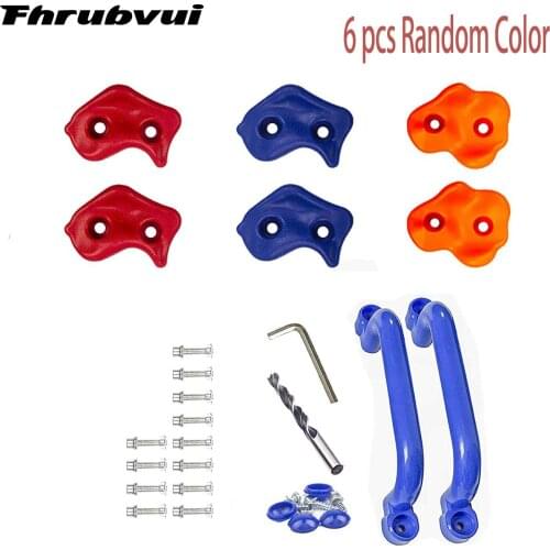 6 pcs Rock Climbing With Hardware Screws Wall Stones Hand Feet Holds Grip Kits for Children Outdoor Fun Climbing Play Toy