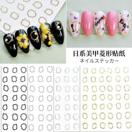 Newest 766 pink gold color line design 3D nail art sticker decal stamping back gule DIY nail decoration tools