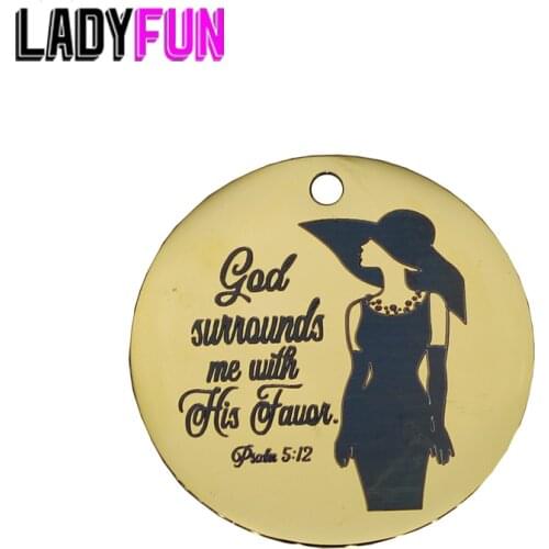 Ladyfun Stainless Steel God Charms-God Surrounds Me With His Favor Charm for jewelry making