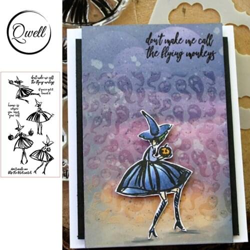QWELL Halloween Witch Clear Stamps for Scrapbooking and Card Making Paper Craft Transparent Silicone 2019 New