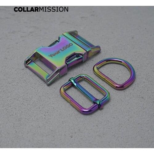 Rainbow Engraving Buckle (Metal Buckle+ Adjust Buckle+ D Ring / set) For Backpack Webbing Dog Collar Bag DIY 25mm Accessory