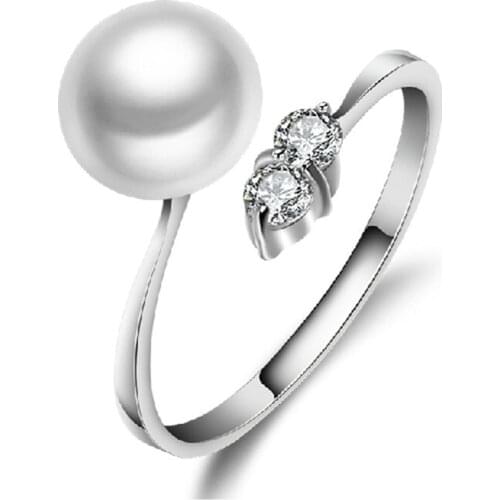 ADJUSTABLE Real Freshwater 7-8mm Pearl Ring Jewellery Fashion Finger Ring Hot Promotion 2pcs/lot