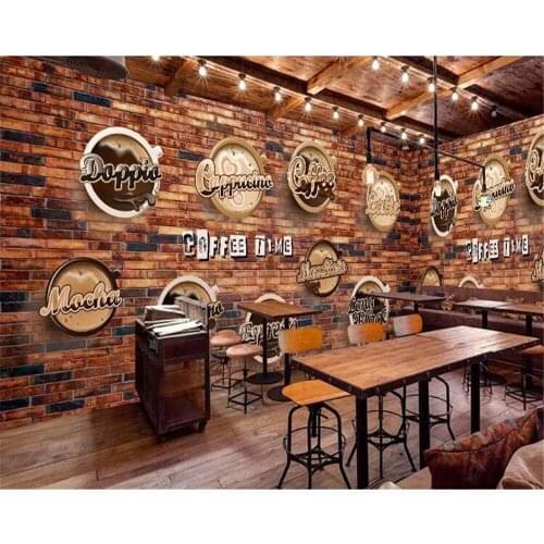 Custom hand-painted coffee background wall living room TV photo Self-Adhesive wallpaper home decoration mural 3d papel DE parede