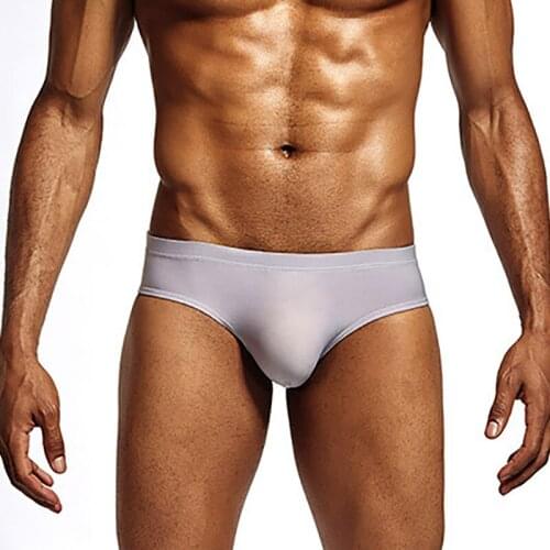 Sexy Men Briefs Bugle Pouch Ice Silk Underwear Slip Homme Panties Jock Strap Cuecas Seamless Underpants Tanga Bikini Plus Size