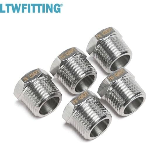 LTWFITTING Stainless Steel 316 Pipe Hex Head Plug Fitting 1/2-Inch Male BSPT Air Fuel Boat
