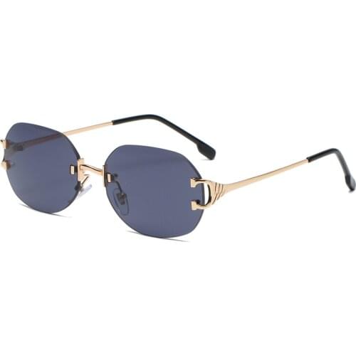 Veshion Rimless Oval Sunglasses Women Square Candy Color Frameless Green Gold Male Sun Glasses Colored Metal 2021 Summer