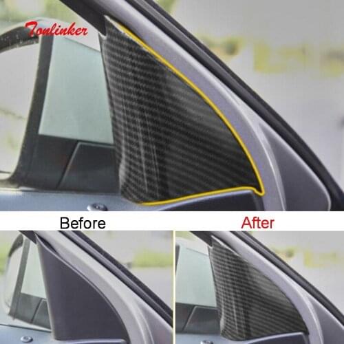 Tonlinker Interior Front Door Window Triangle Cover sticker for Volkswagen T-ROC 2018-19 Car styling 2 PCS ABS Cover stickers