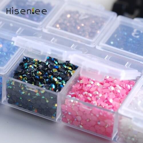 Hisenlee 2MM 20000pieces 12 kind Color/Box Jelly AB Color Nail Art Resin Rhinestones Decoration Gems DIY Home Crafts