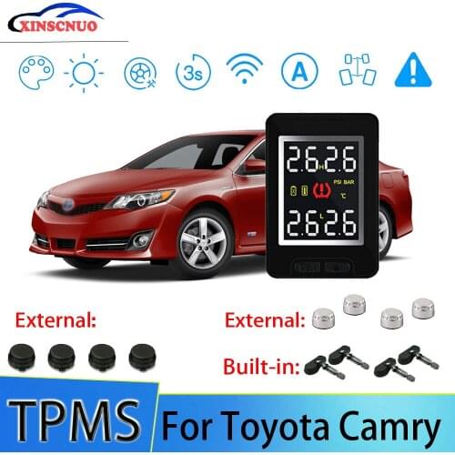 Smart Car TPMS Tire Pressure Monitor System For Toyota Camry With 4 Sensors Wireless Alarm Systems LCD Display TPMS Monitor