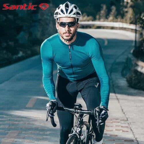 Santic Cycling Jersey Men Quick Dry Long Sleeve Bicycle coat Sun-protective Comfortable MTB Road Bike Top Jersey Asian Size