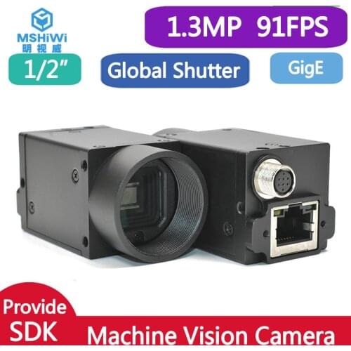 High Speed Gige Ethernet 1.3MP Industrial Machine Vision 1/2" Monochrome Digital Camera + SDK, Global Shutter 1280X1024@ 92FPS