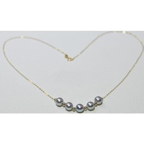 ZHIXI Real 18K Gold Pearl Necklace for Women Pure AU750 Chain Natural AKOYA Seawater Pearl Female Party Fine Jewelry X531